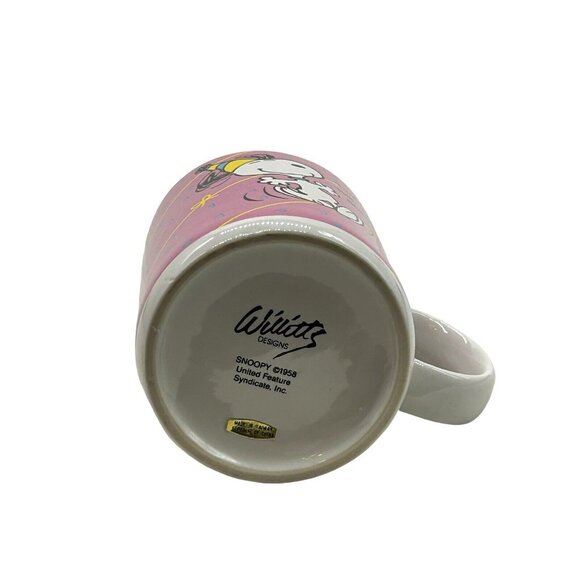 Snoopy Peanuts Pink Happy Birthday Coffee Cup Tea Mug Willits Vintage Gift - Picture 7 of 7